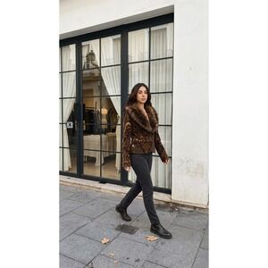 VTG Live A Little Fur Collar Jacket Y2K Penny Lane Corduroy L